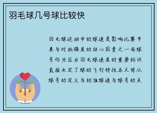 羽毛球几号球比较快